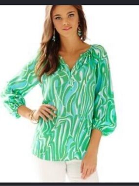 Lilly Pulitzer Finders Keepers Sarahbeth Silk Blouse Top Women’s XS
